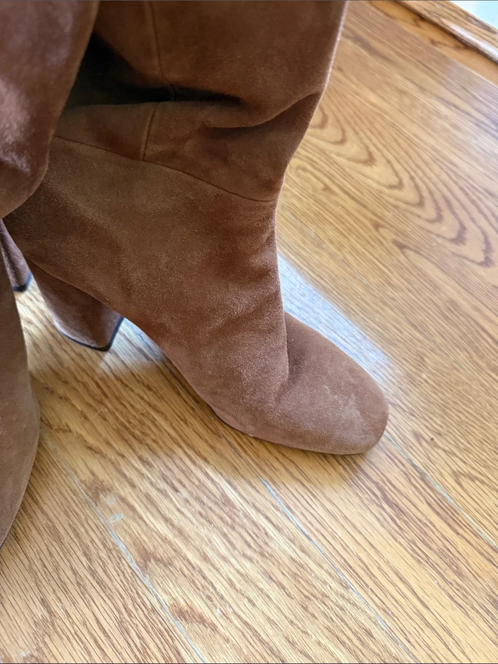 Alice + Olivia Chestnut Suede Over-the-Knee Block Heel Boots